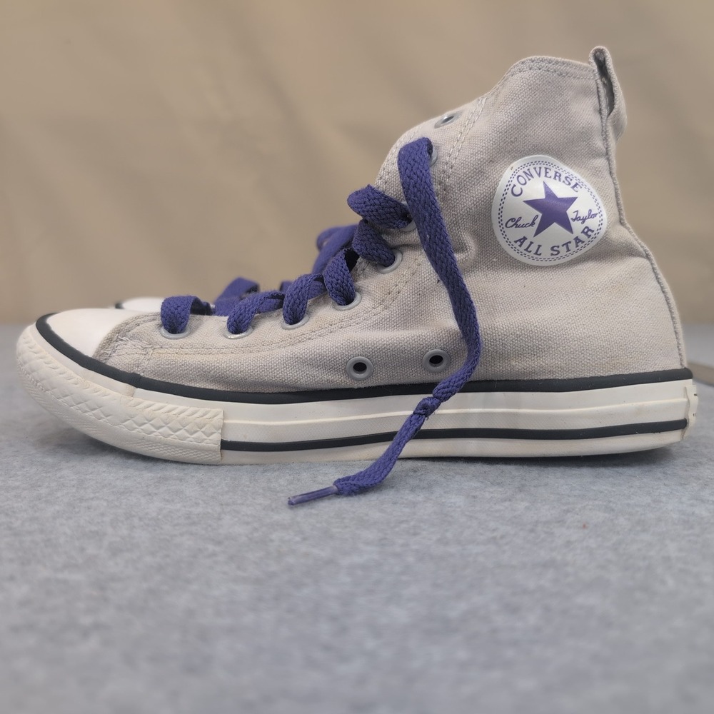 Converse Chuck Taylor All Star High Top Sneakers Gray Purple Youth Size 3 - Picture 2 of 8